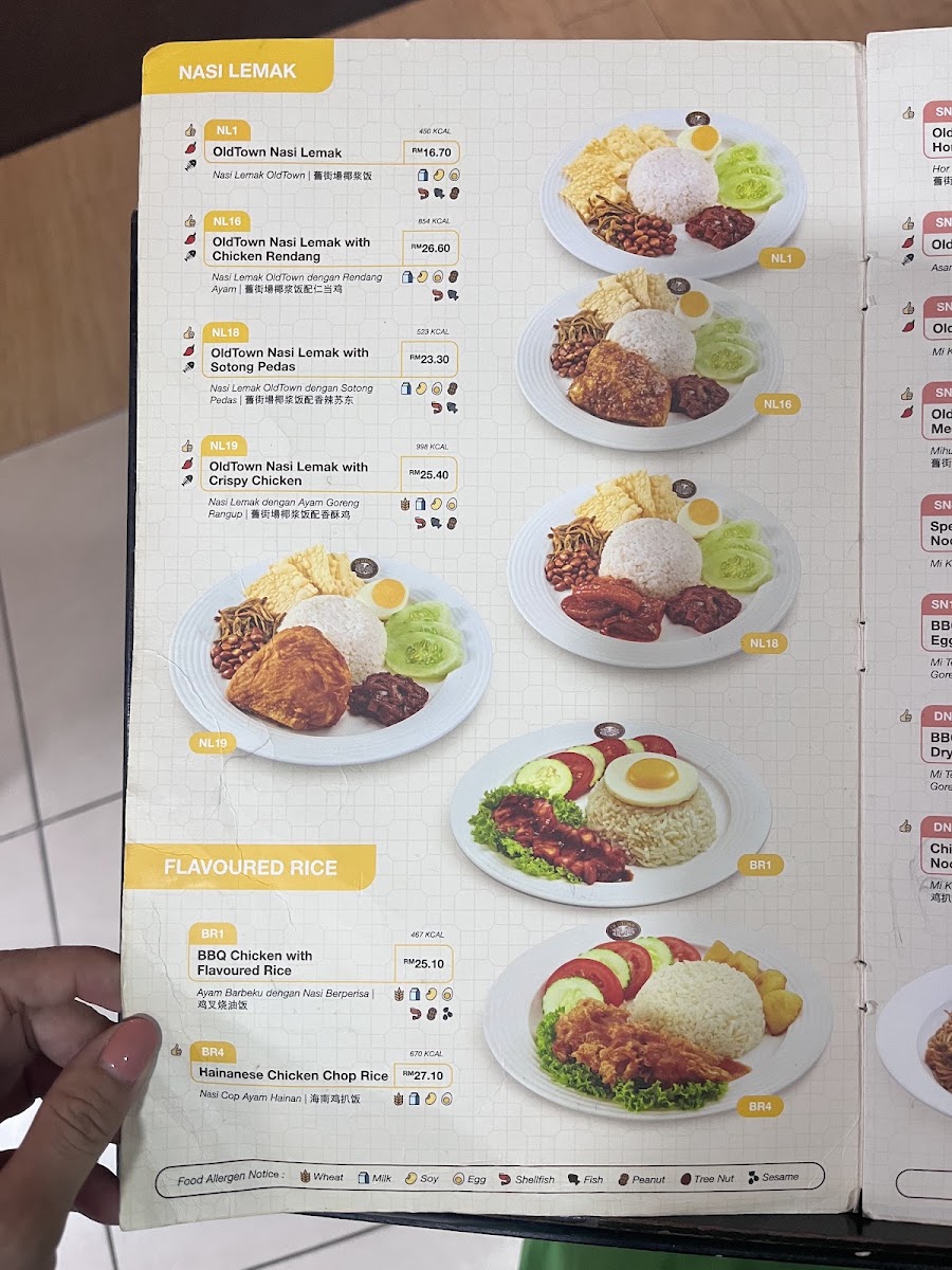 OldTown White Coffee - Cenang Mall menu board