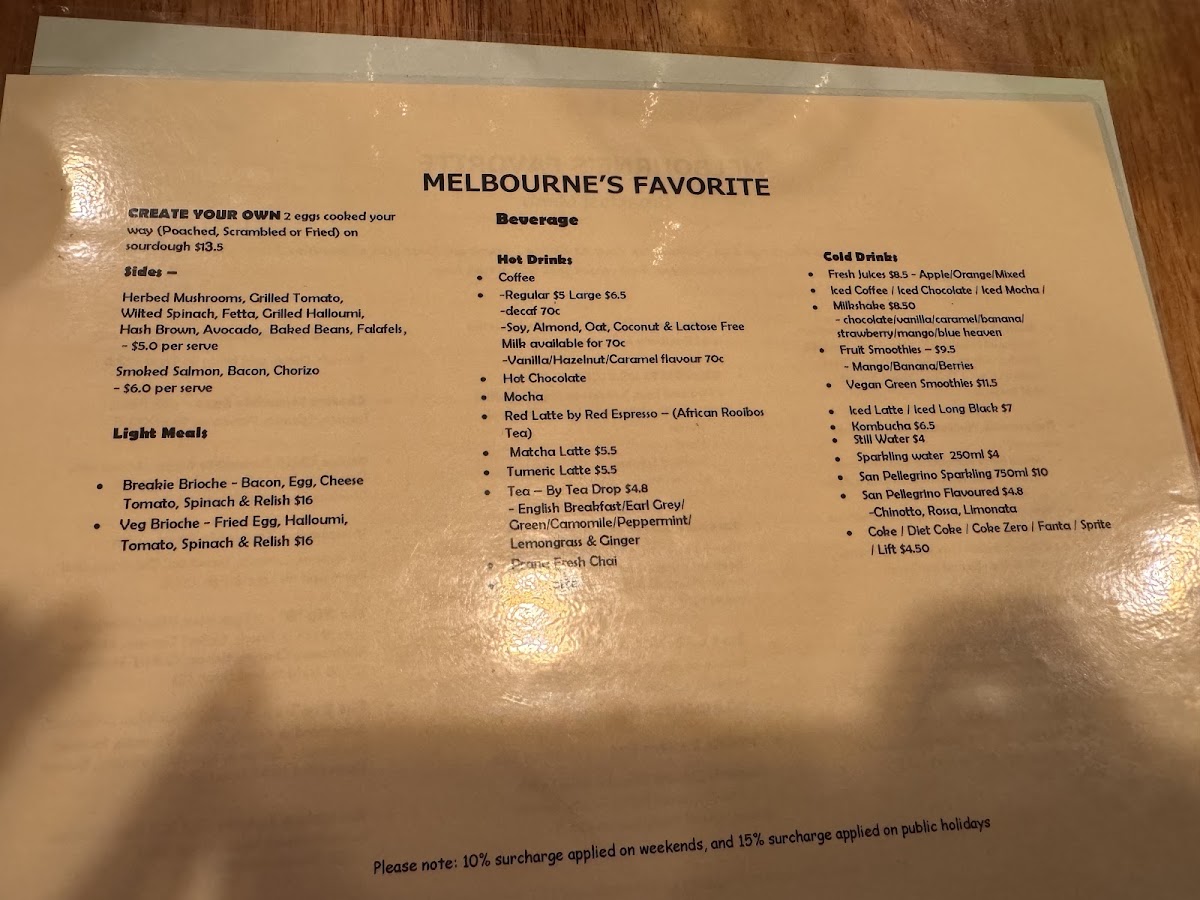 Euro Lane Cafe menu board