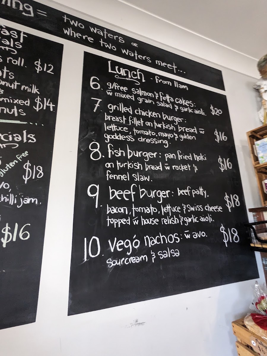 Wooli Wooli Cafe menu board