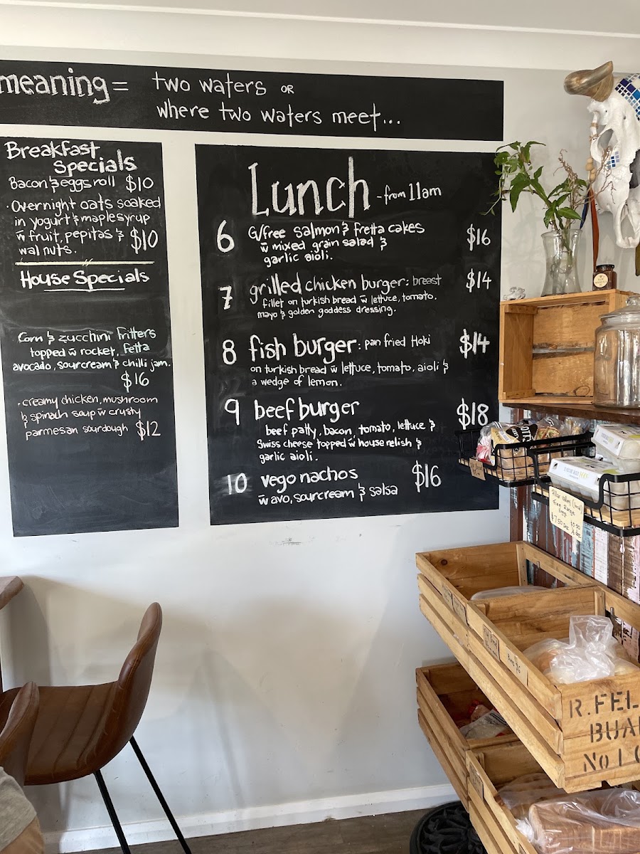 Wooli Wooli Cafe menu board