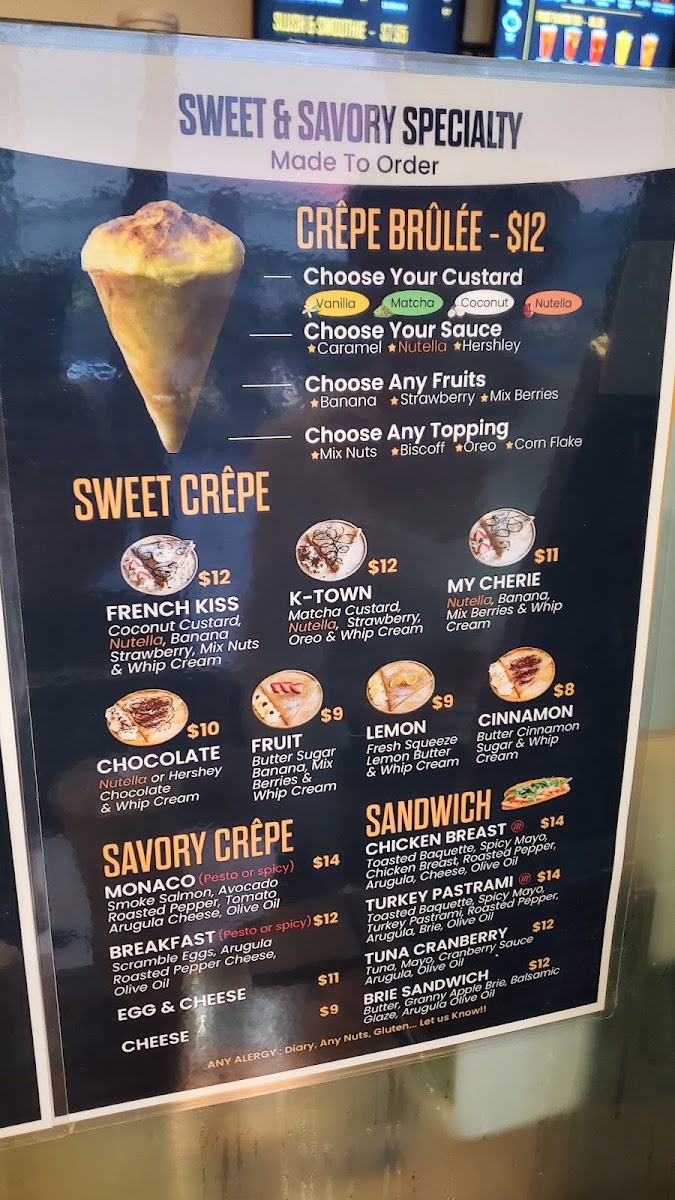 French Kiss café menu board