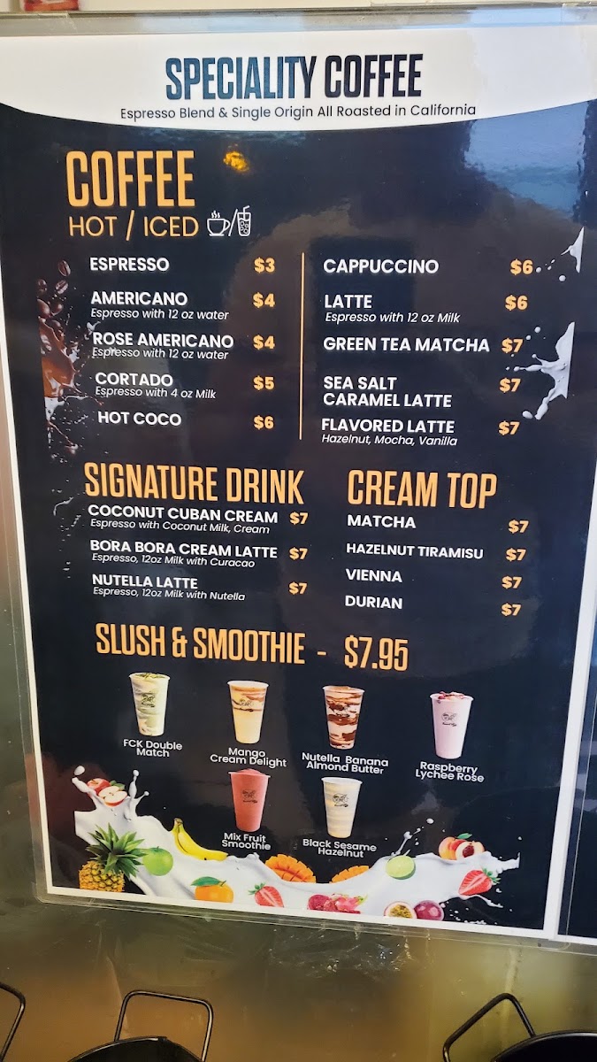 French Kiss café menu board