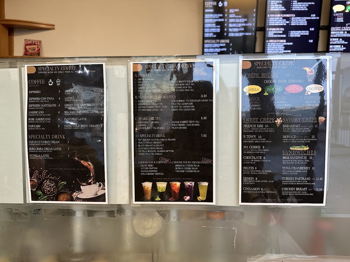 French Kiss café menu board