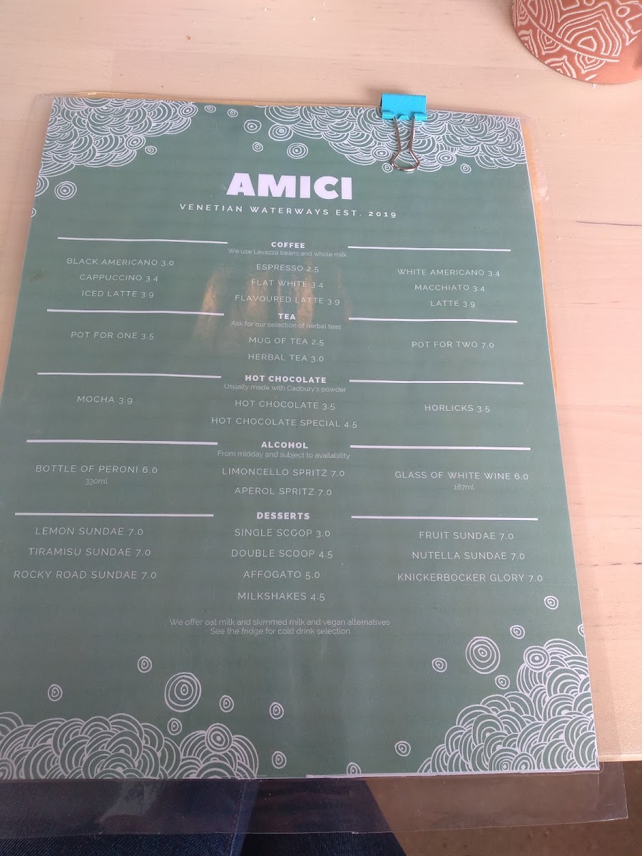 Caffe Amici menu board