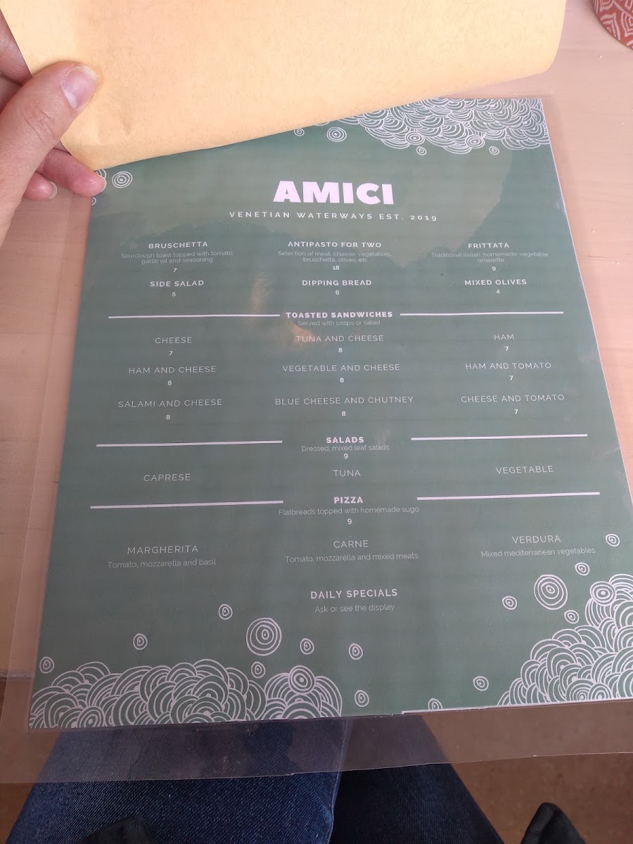 Caffe Amici menu board
