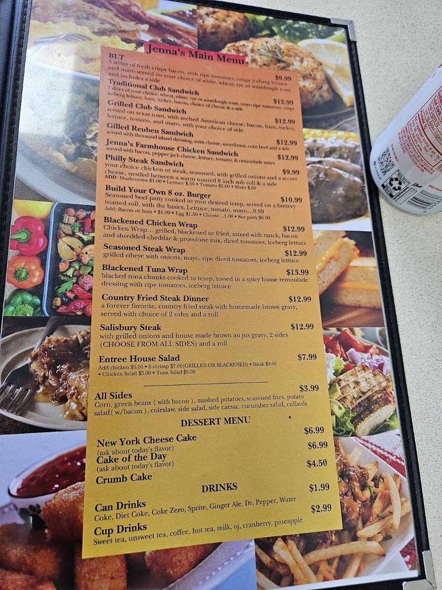Jenna’s Cafe LLC. menu board