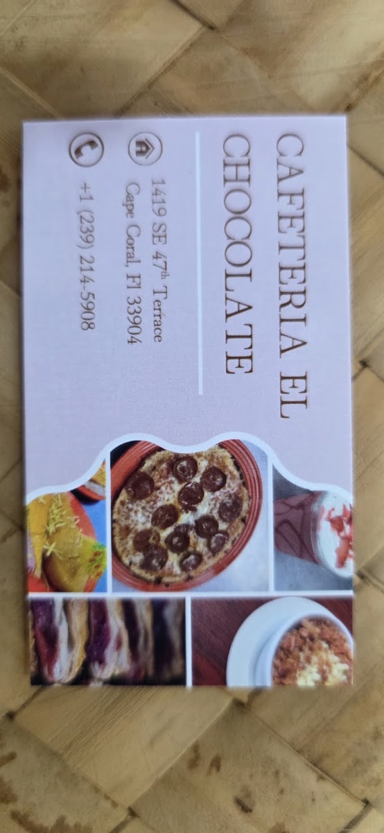 Cafeteria El Chocolate menu board