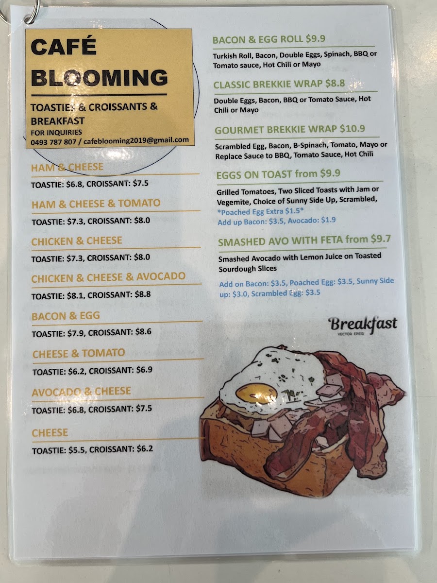 CAFE BLOOMING menu board