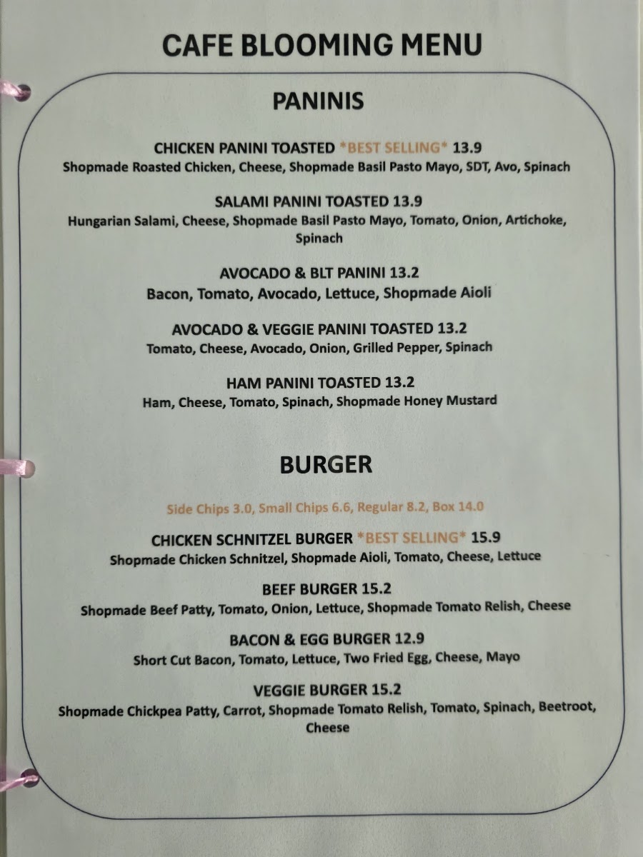 CAFE BLOOMING menu board