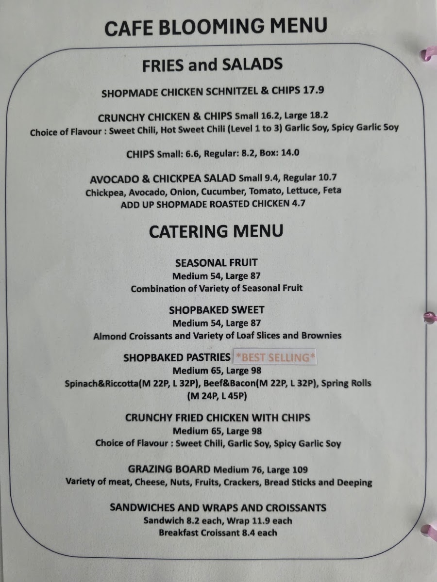 CAFE BLOOMING menu board