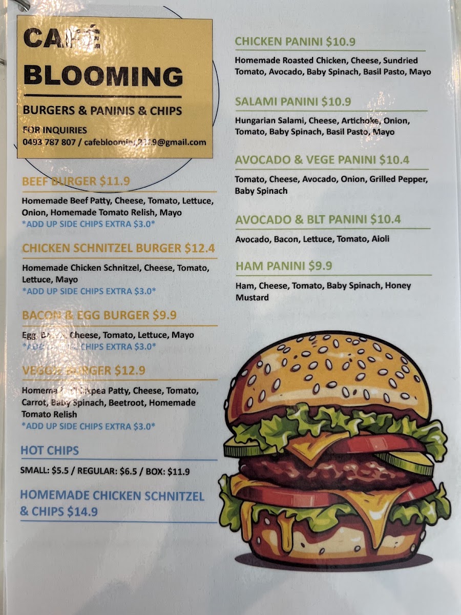CAFE BLOOMING menu board