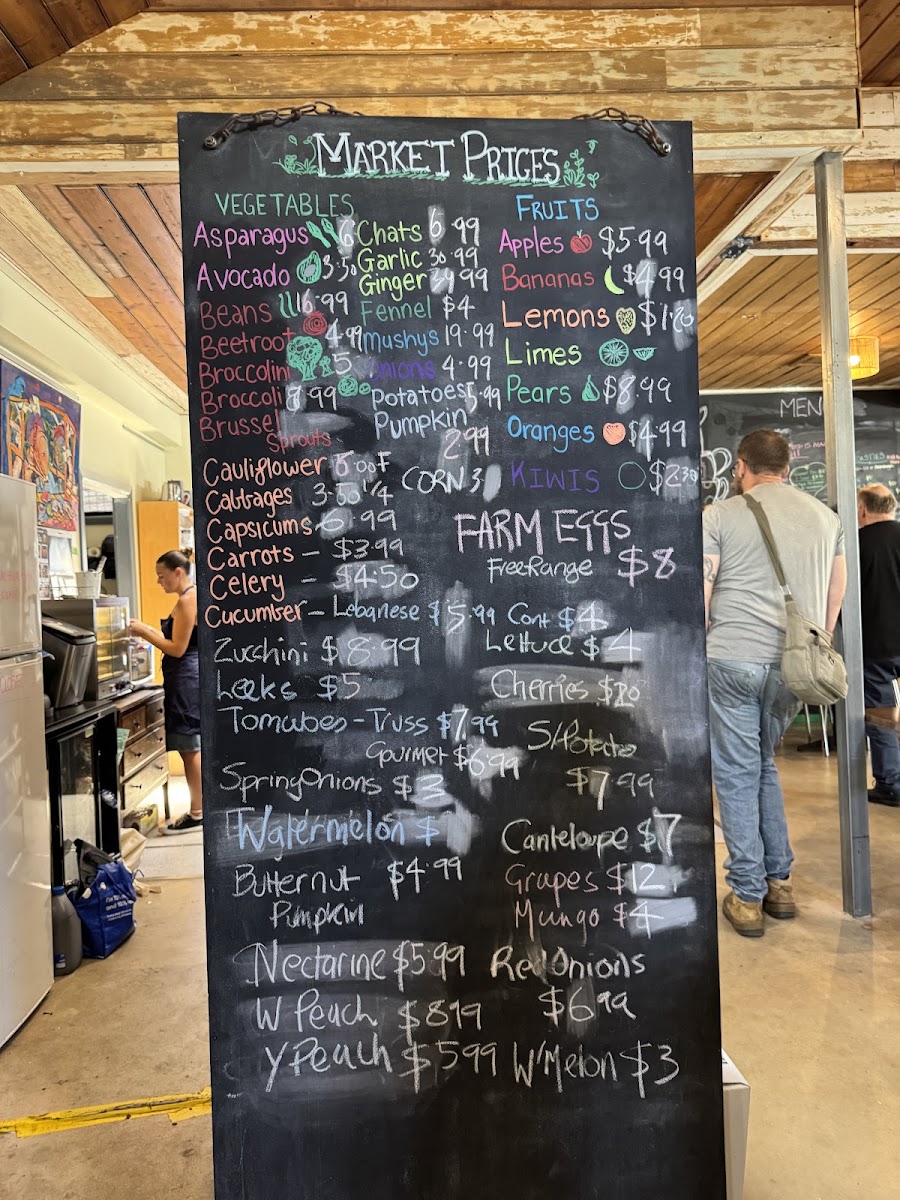 Jackson's Produce Store & Cafe menu board