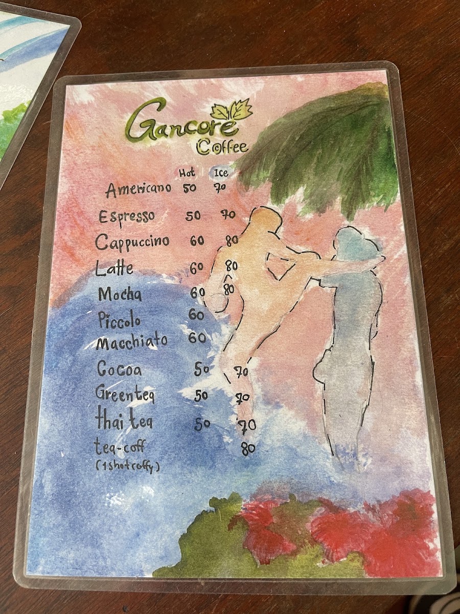 Gancore Café menu board