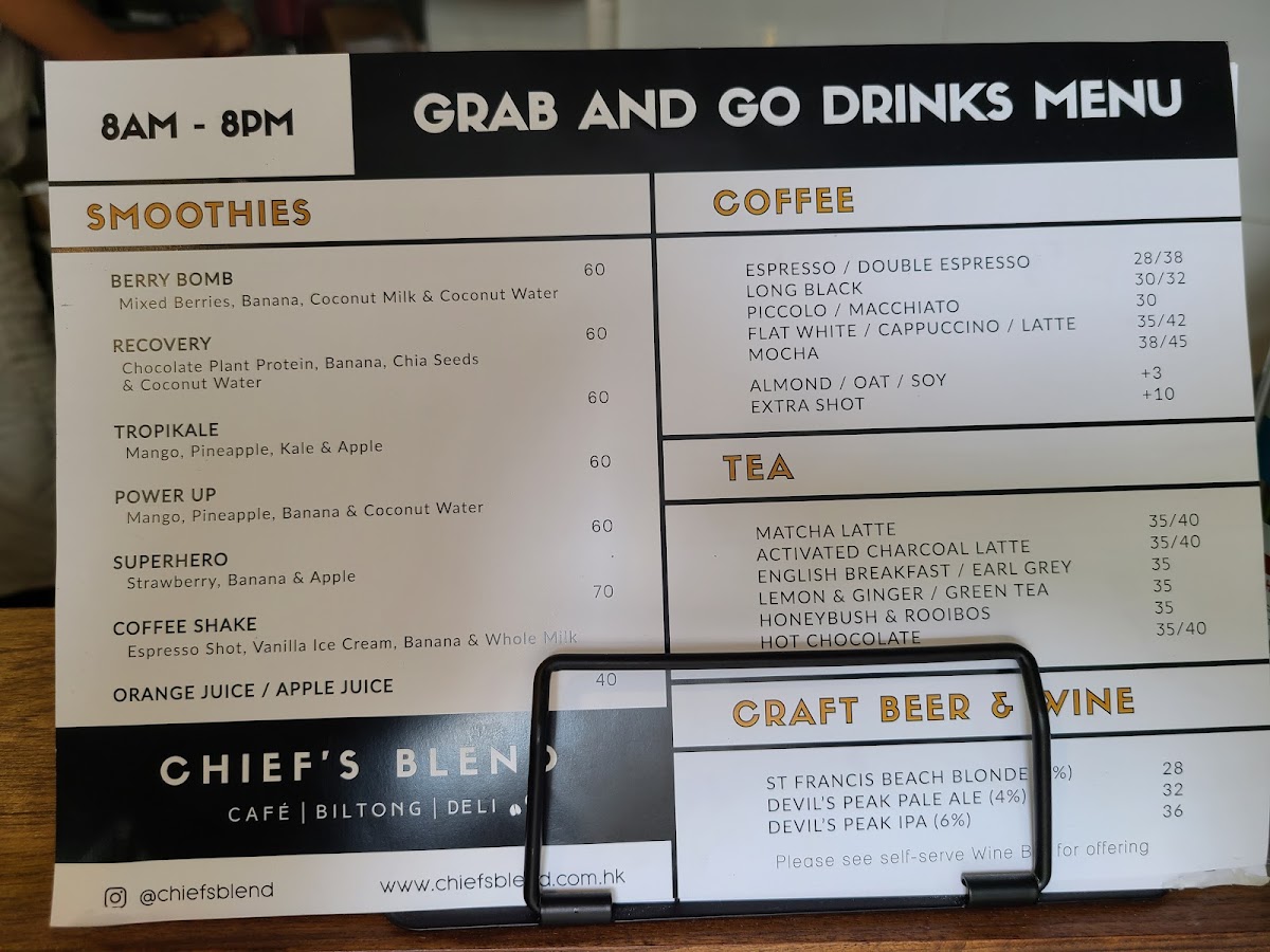 Chief's Blend menu board