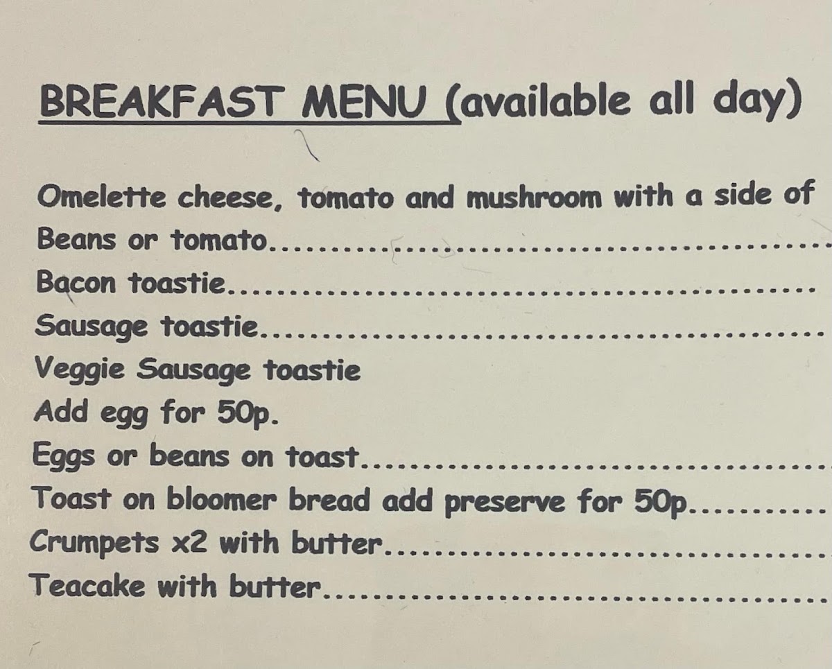 The Waiting Room Cafe menu board