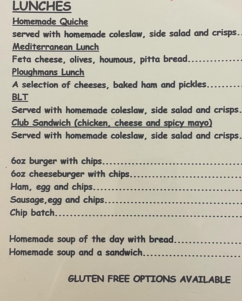 The Waiting Room Cafe menu board