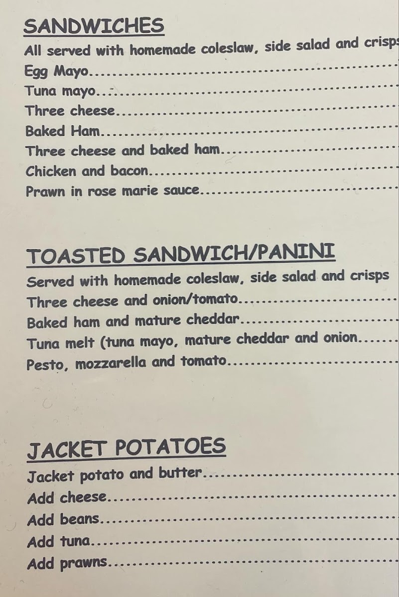 The Waiting Room Cafe menu board