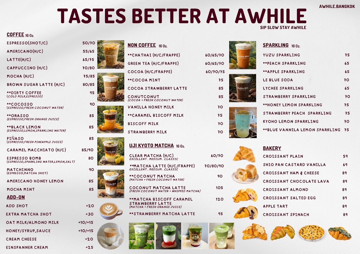 ADORE Cafe menu board