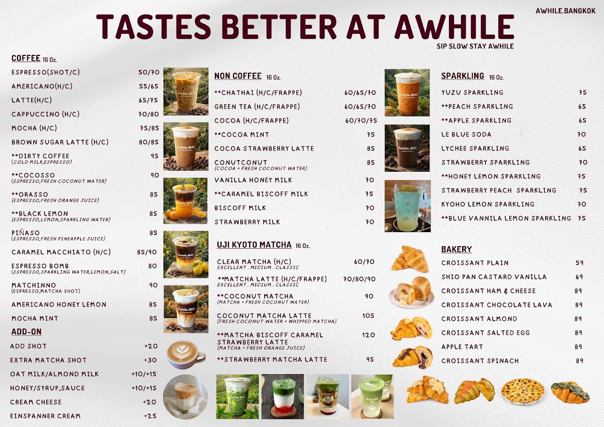 ADORE Cafe menu board