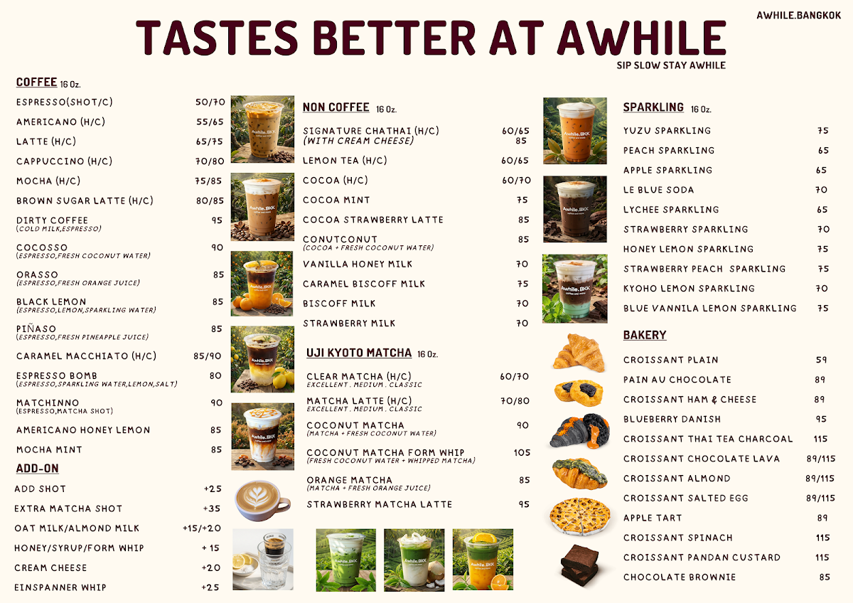 ADORE Cafe menu board