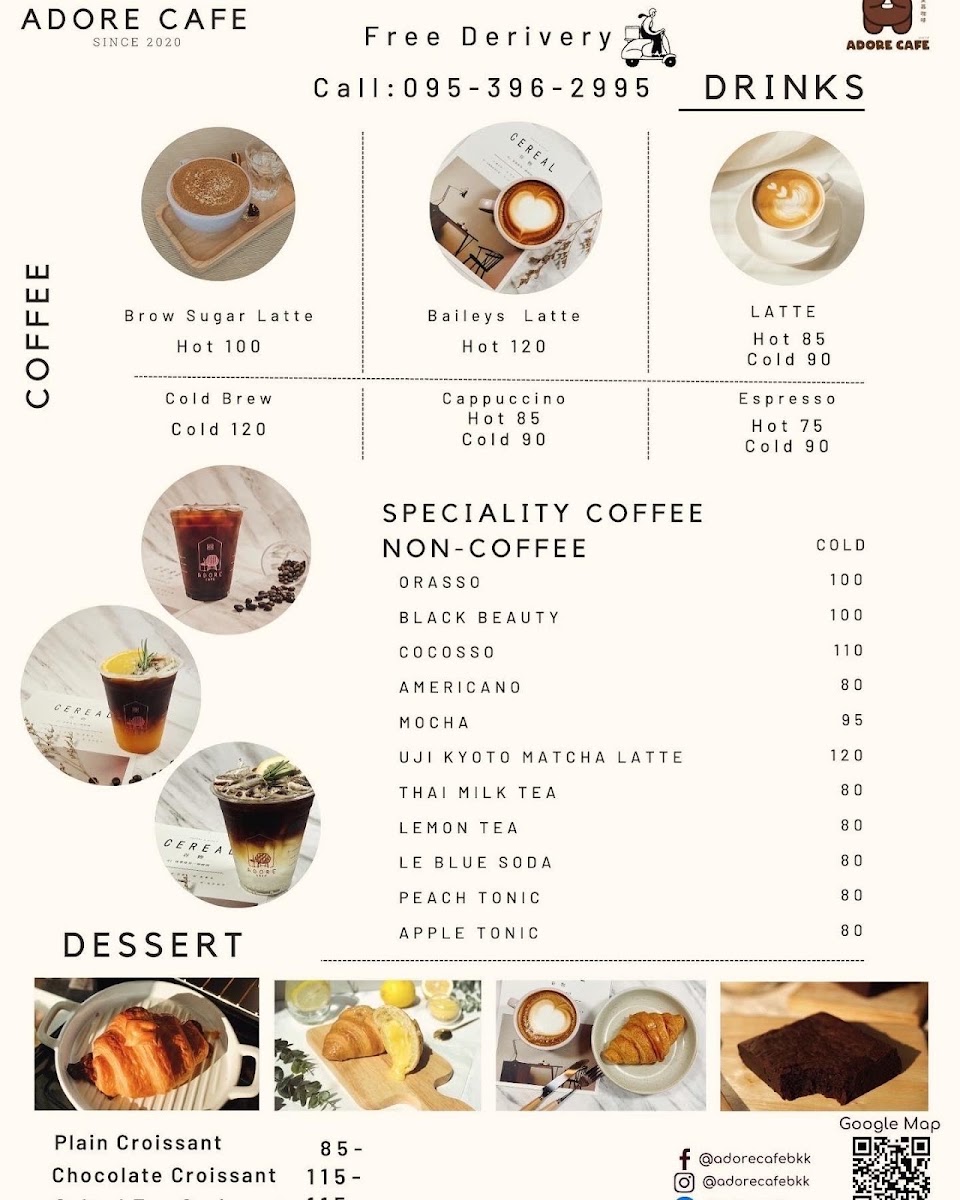 ADORE Cafe menu board