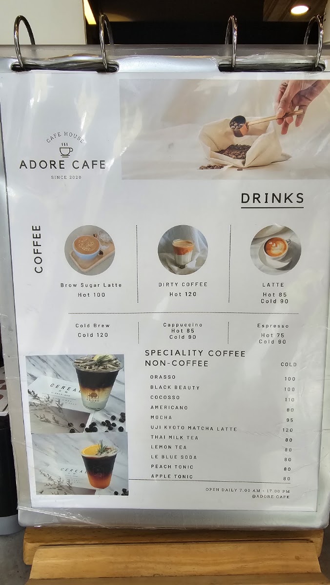 ADORE Cafe menu board