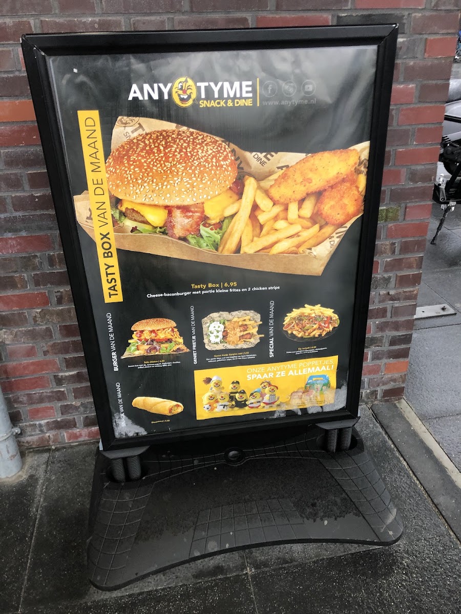 Any Tyme Vredeveld Assen menu board
