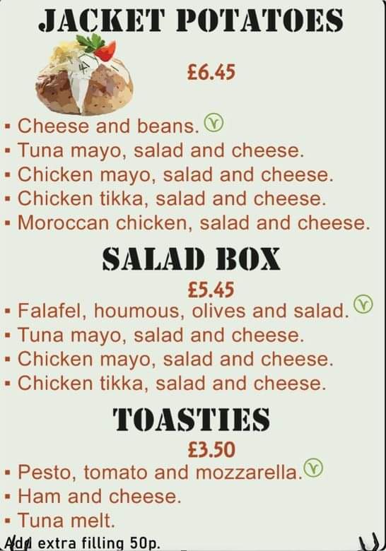 The Panini Shop menu board