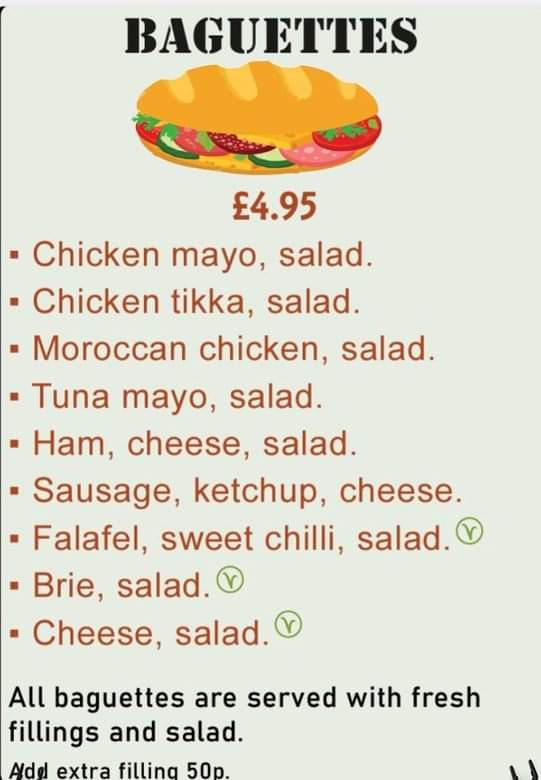 The Panini Shop menu board