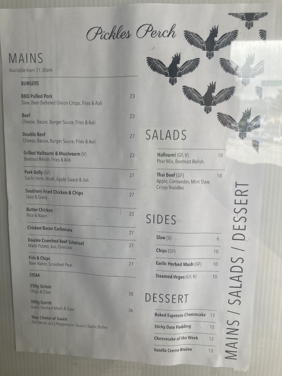 Pickles Perch menu board