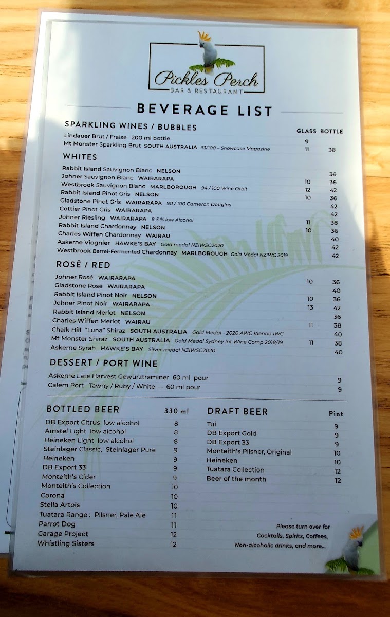 Pickles Perch menu board
