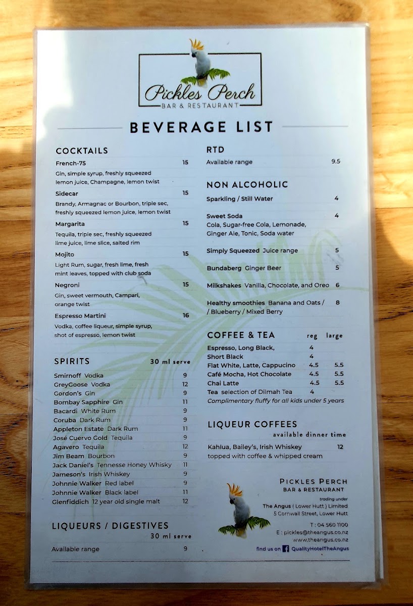 Pickles Perch menu board