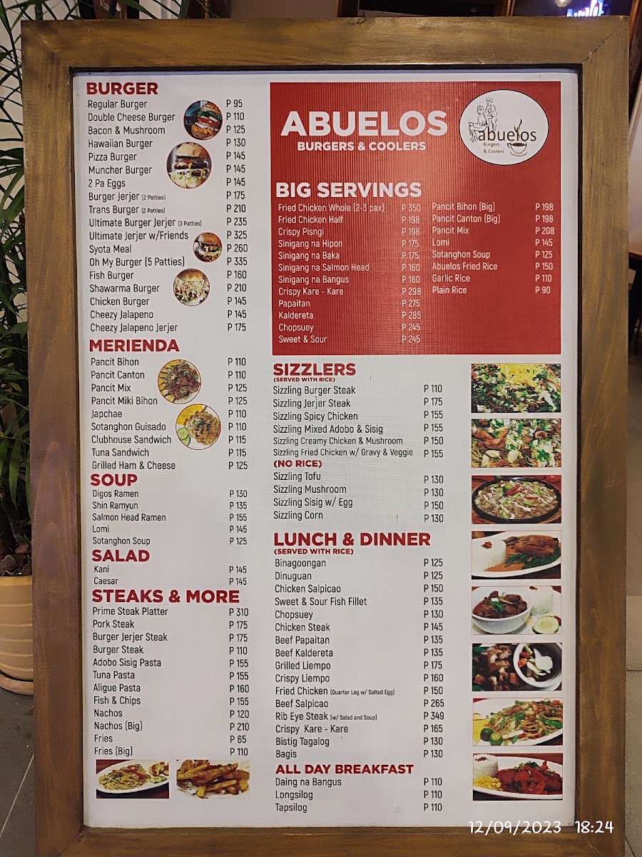 Abuelo's Cafe menu board