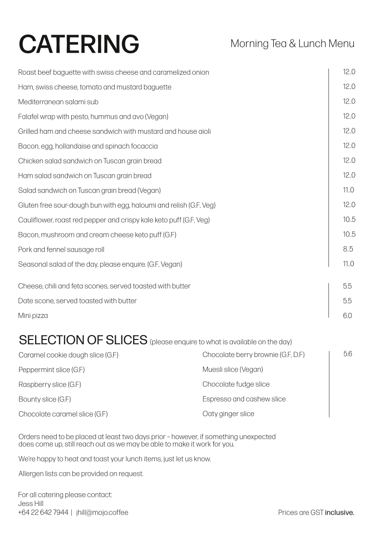 Vivace Espresso menu board