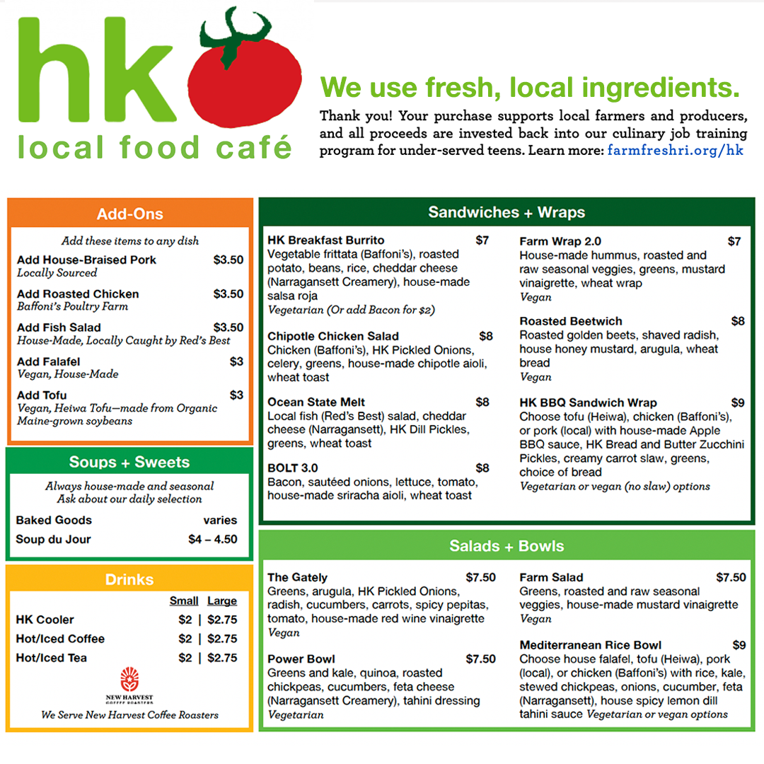 Harvest Kitchen menu board