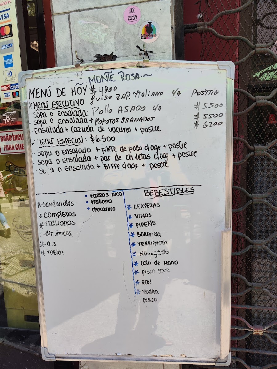 Cafe Monte Rosa menu board