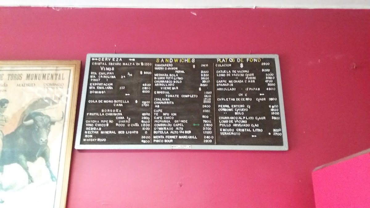 Cafe Monte Rosa menu board