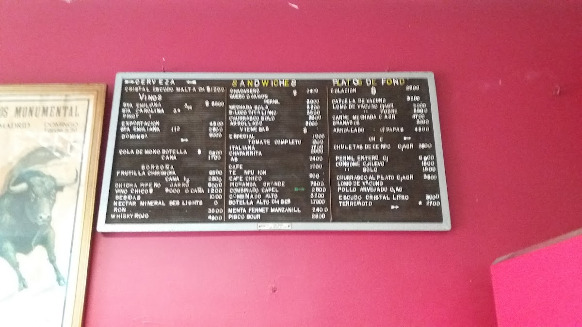 Cafe Monte Rosa menu board