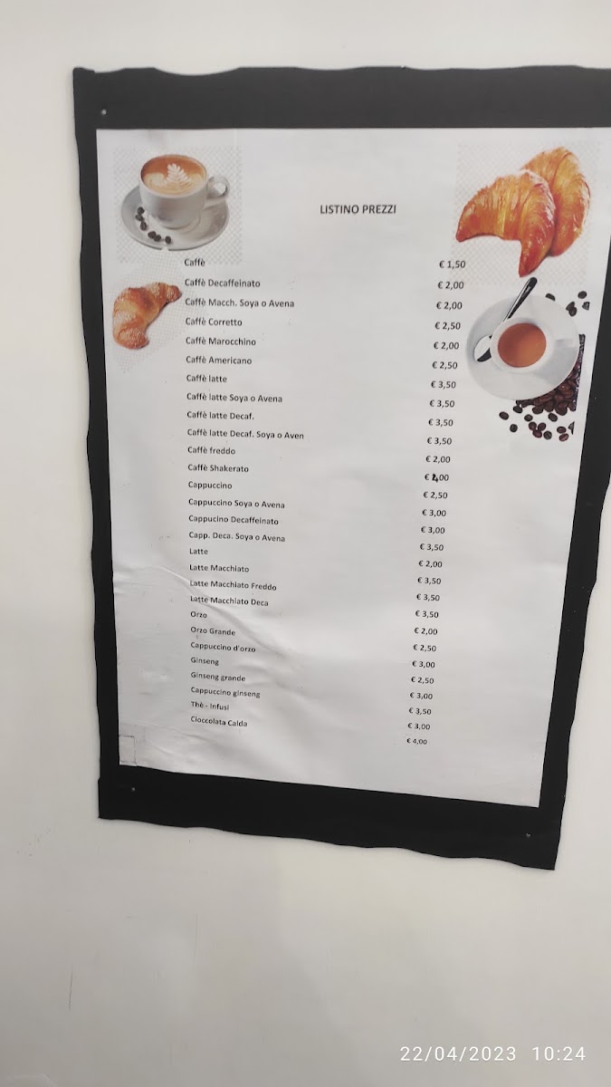 One Way Bar menu board