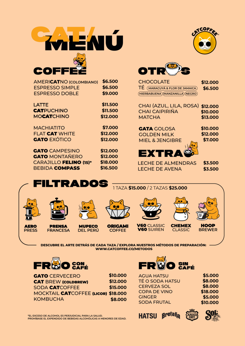 CatCoffee Café menu board