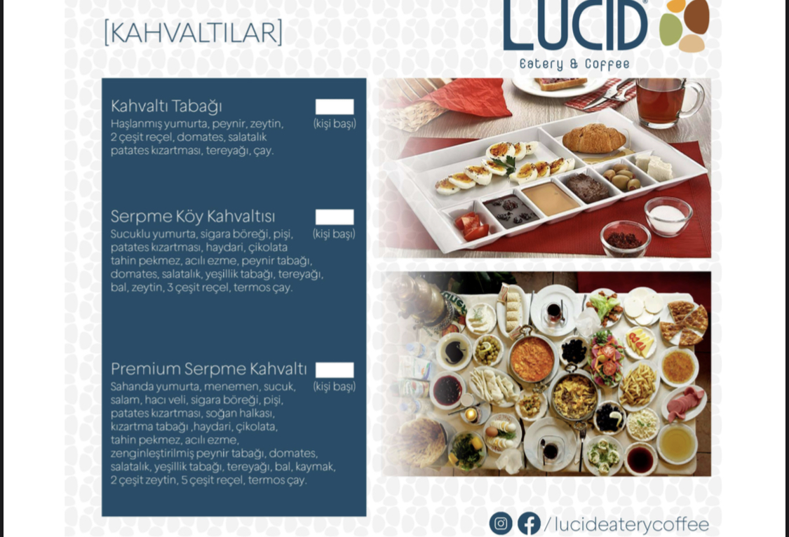 Lucid eatery coffee menu board