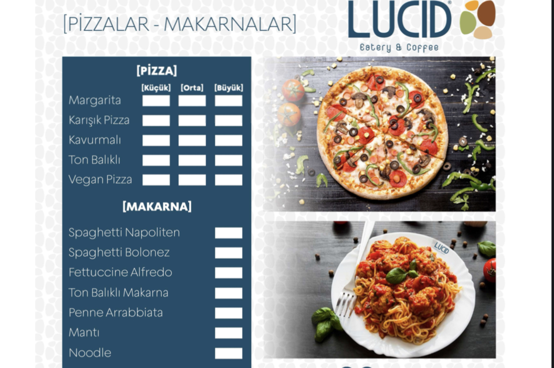 Lucid eatery coffee menu board
