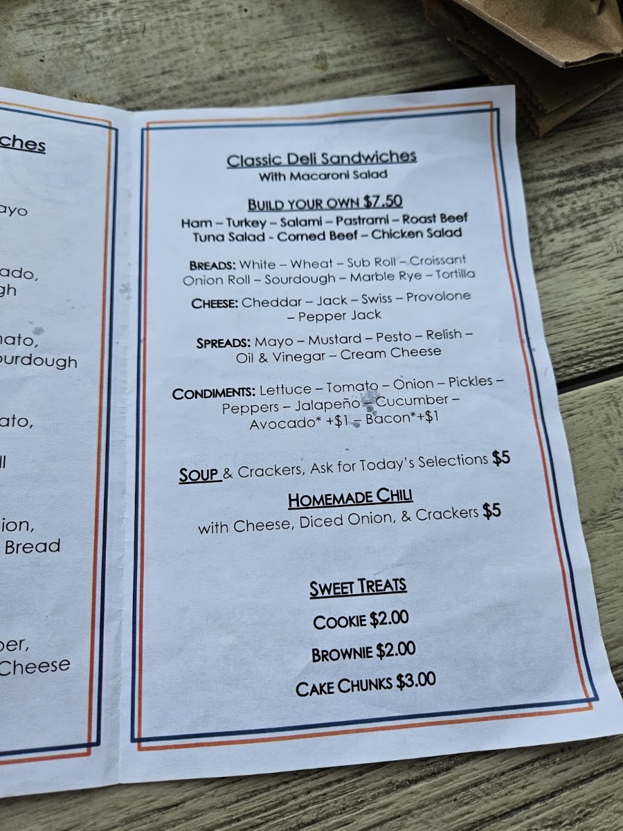 Dock House Grill menu board