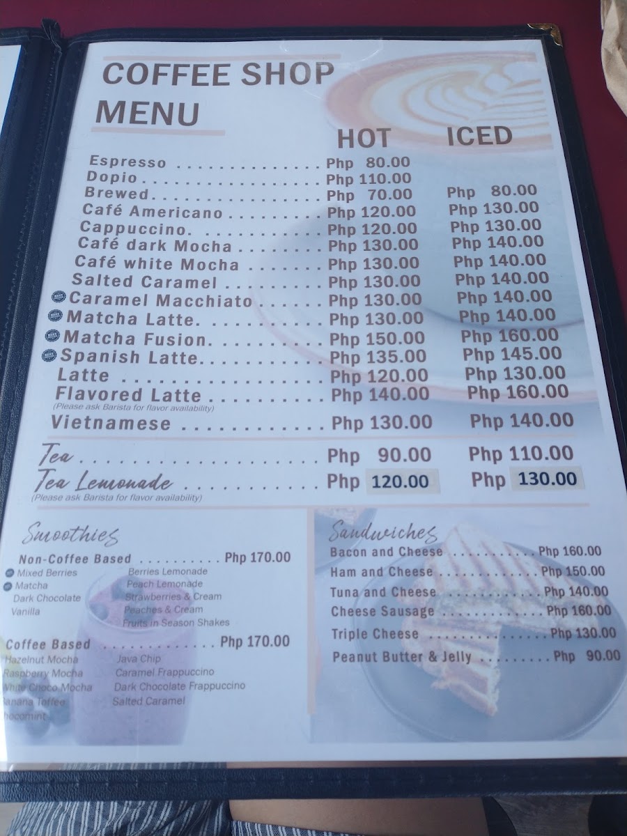 Nineteenth Street Cafe menu board