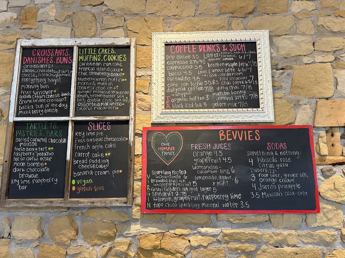 Moondog Cafe and Bakery menu board