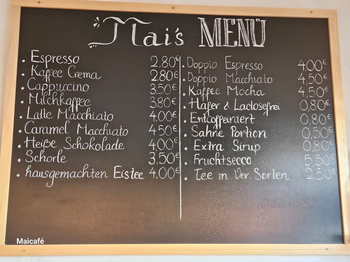 MaiCafé menu board