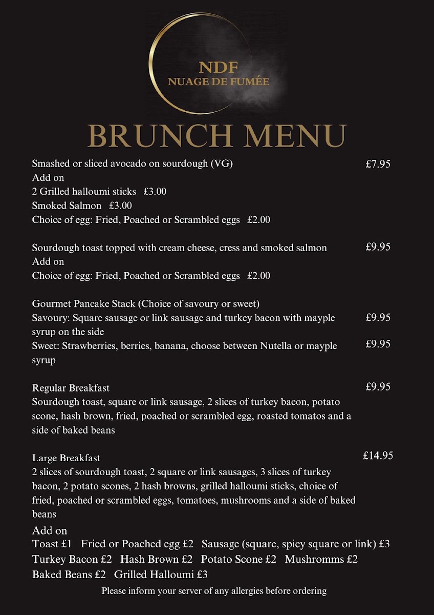 NDF Cafe menu board