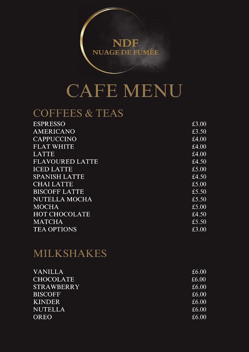 NDF Cafe menu board