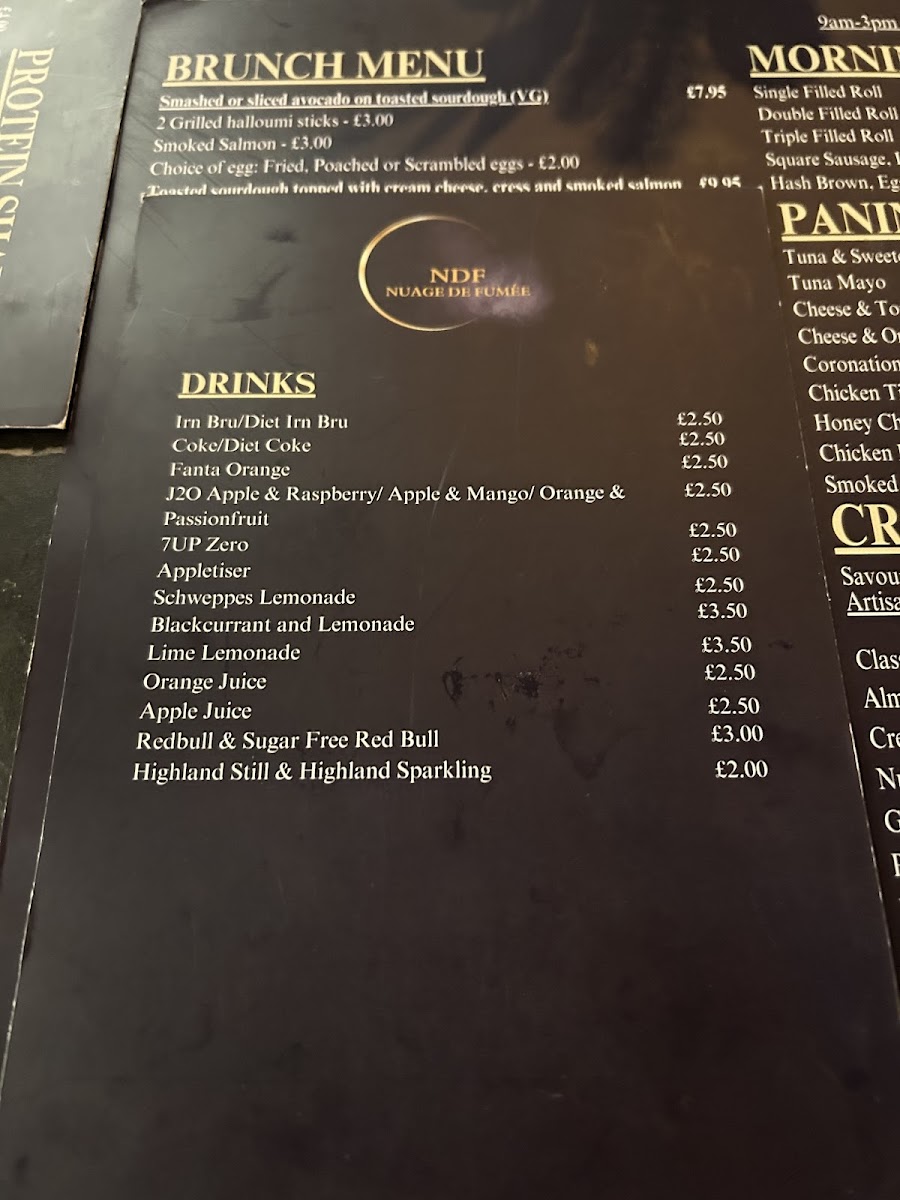 NDF Cafe menu board