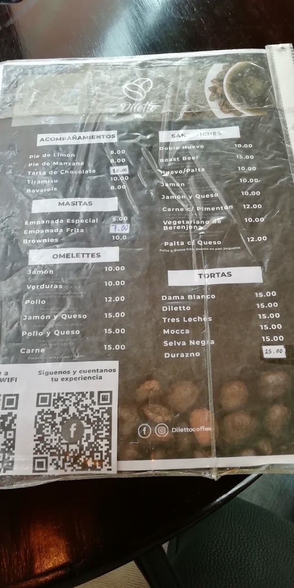 Diletto Cafetería - Pasteleria menu board